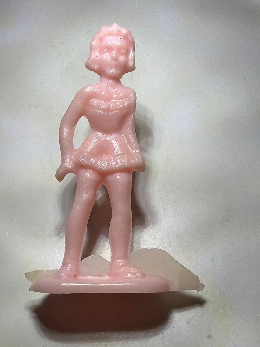 Vintage Pink Plastic Majorette Baton Twirler Girl Figurine Cake Topper Miniature